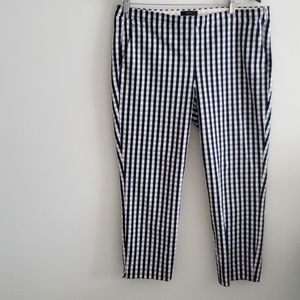 J Crew Martie cropped trousers navy blue and white size 12 cotton blend